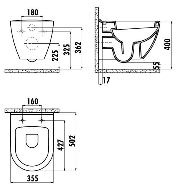 SANDY Wall Hung Toilet with Seat Cover Gold SP1181