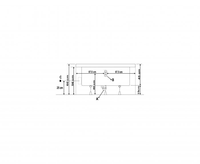 RONDA Bathtub 90 cm X 175 cm