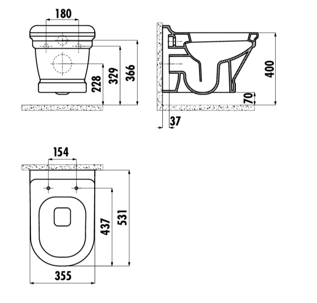 VINTAGE Wall Mounted Toilet Beige SP1152