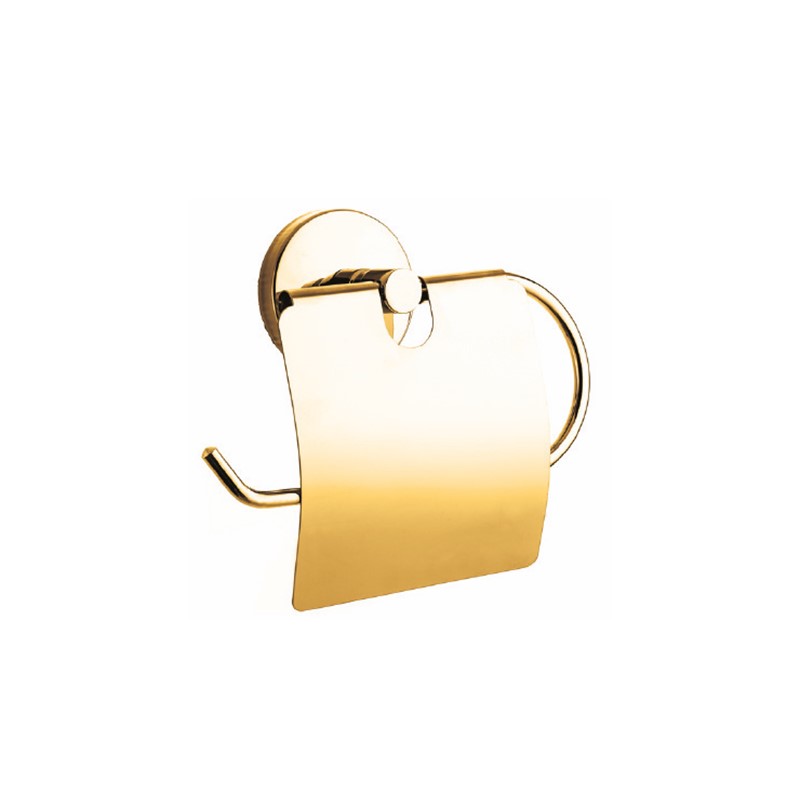 CAPRI Gold Toilet Roll Holder with Cover