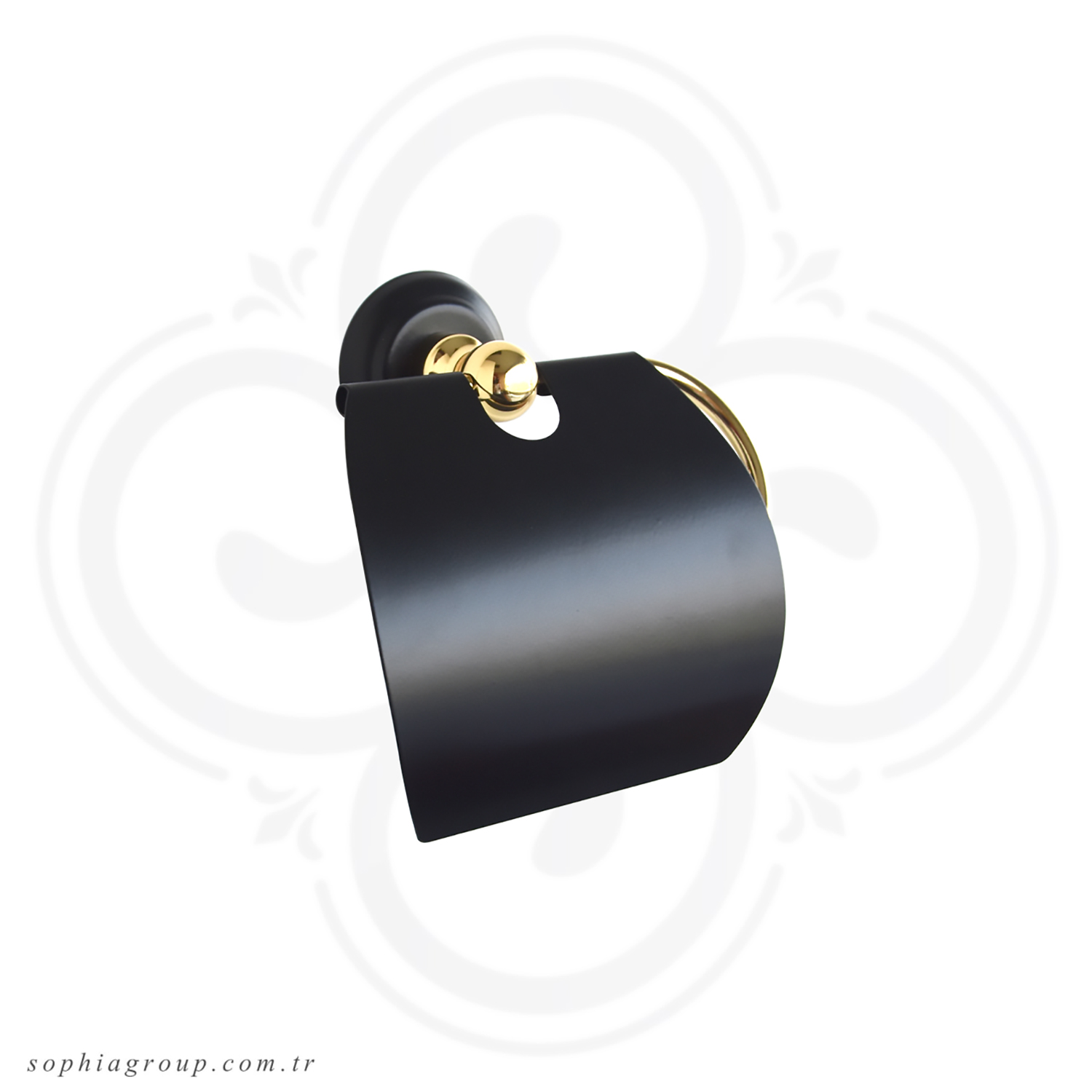 RONDA Antique Gold Black Toilet Roll Holder with Cover SP33010