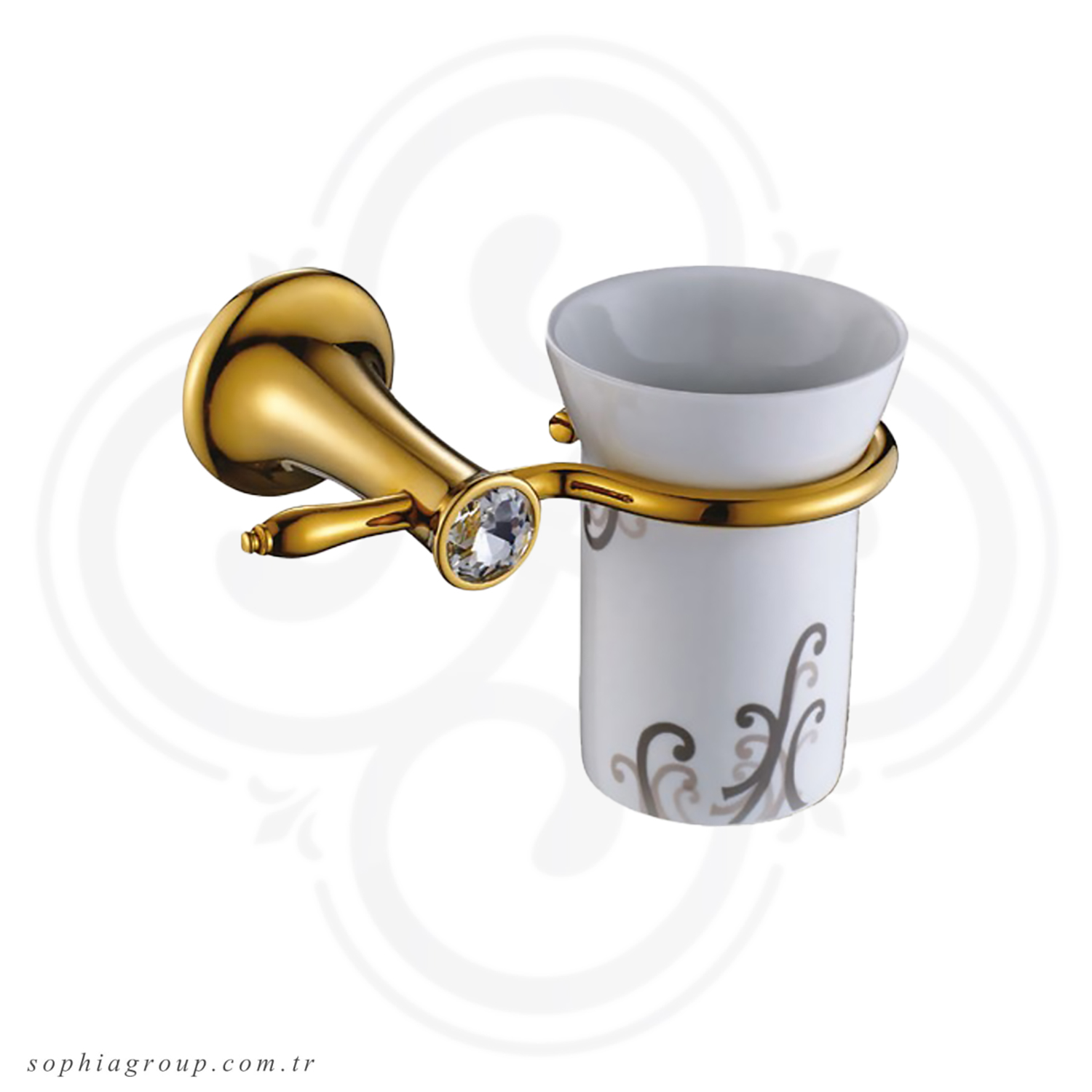 PILAT Gold White Wall Mounted Tumbler Holder SP34003