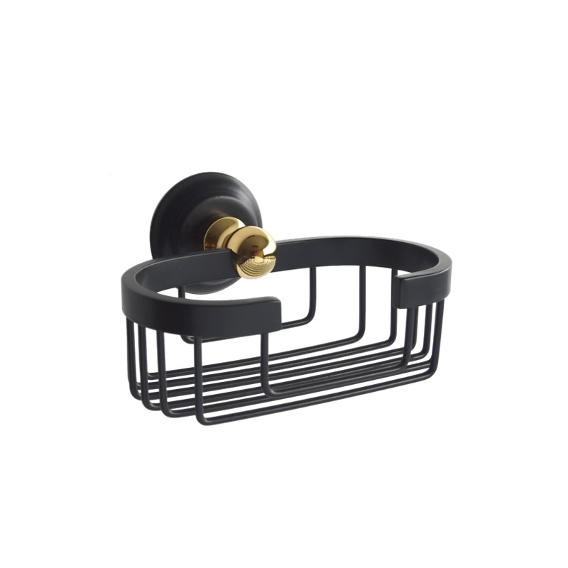 RONDA Porte Savon mural imple fil Noir Or SP35006