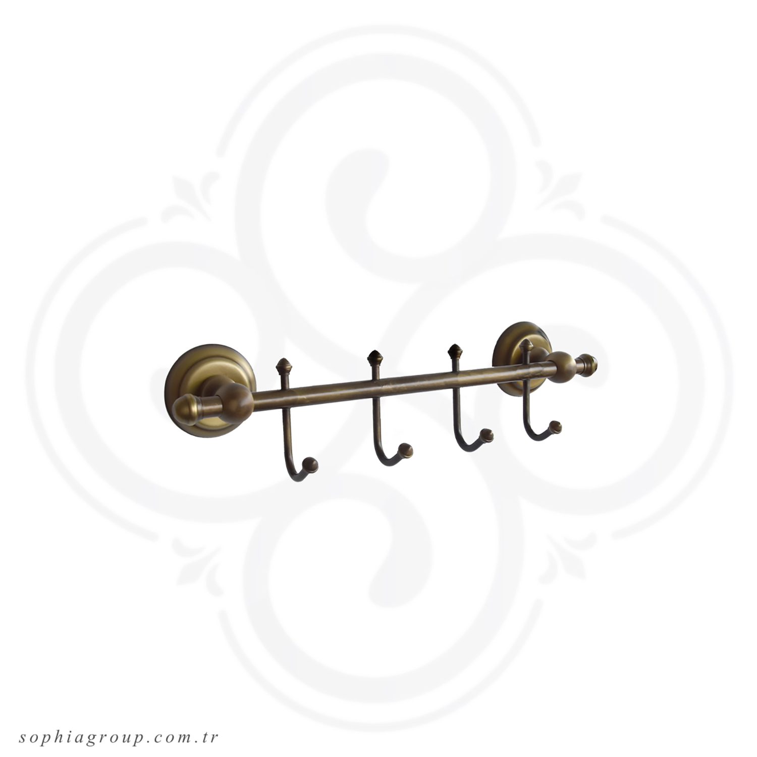 MILAN Antique Towel Hook Rack with 4 Robe Hangers SP35027