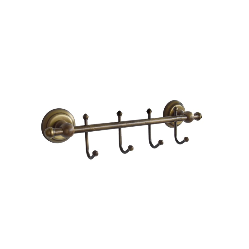 MILAN Antique Towel Hook Rack with 4 Robe Hangers SP35027