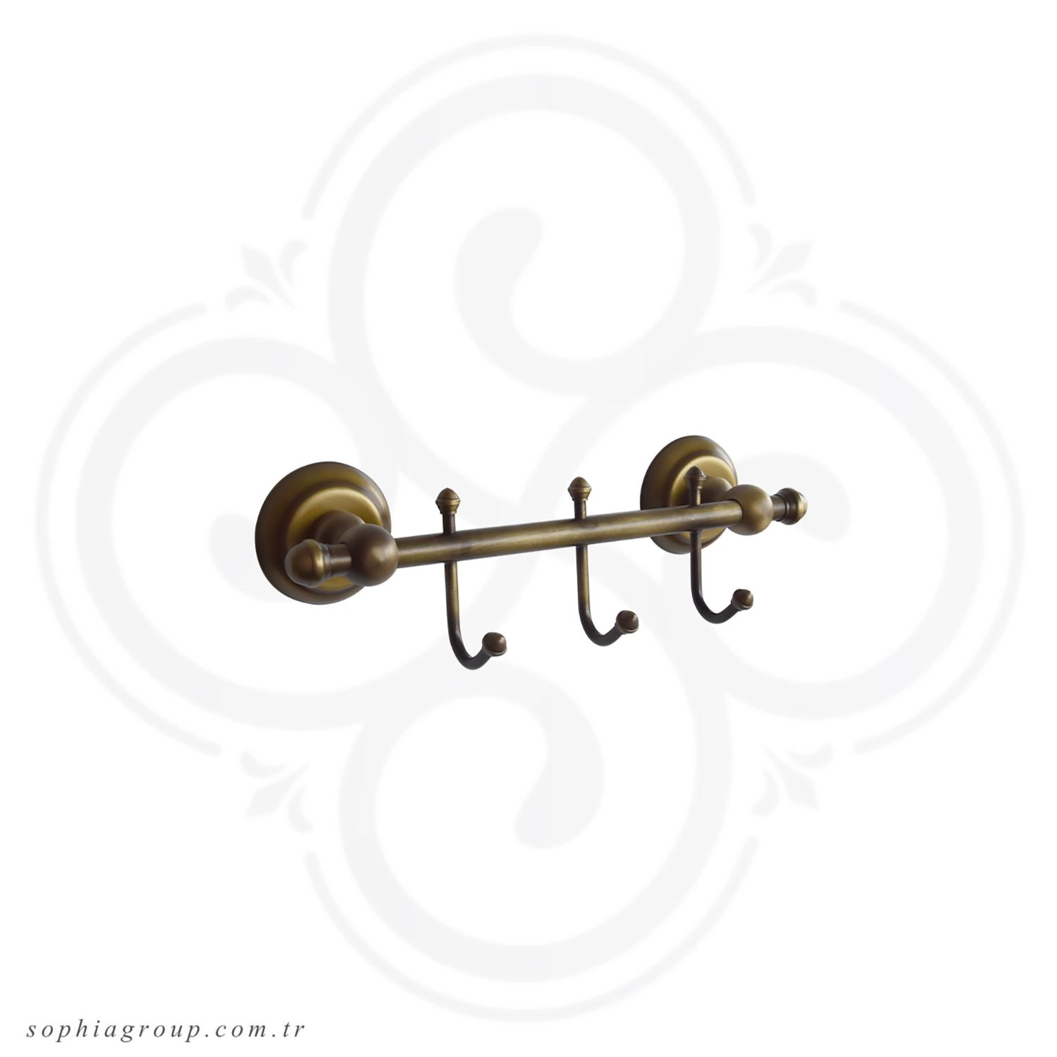 MILAN Antique Towel Hook Rack with 3 Robe Hangers SP35028