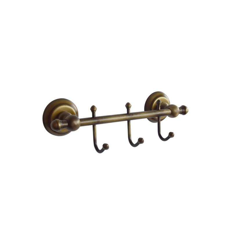 MILAN Antique Towel Hook Rack with 3 Robe Hangers SP35028