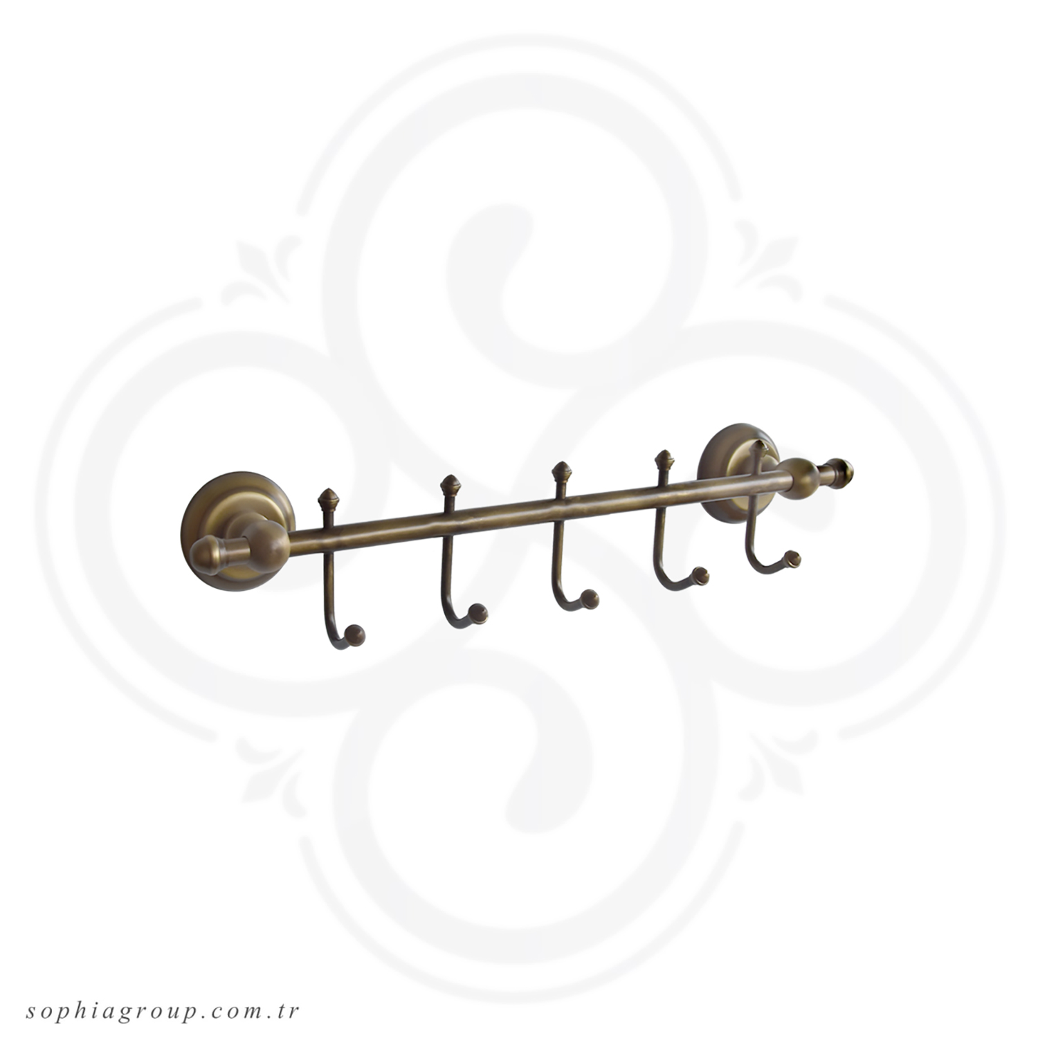 MILAN Antique Towel Hook Rack with 5 Robe Hangers SP35029