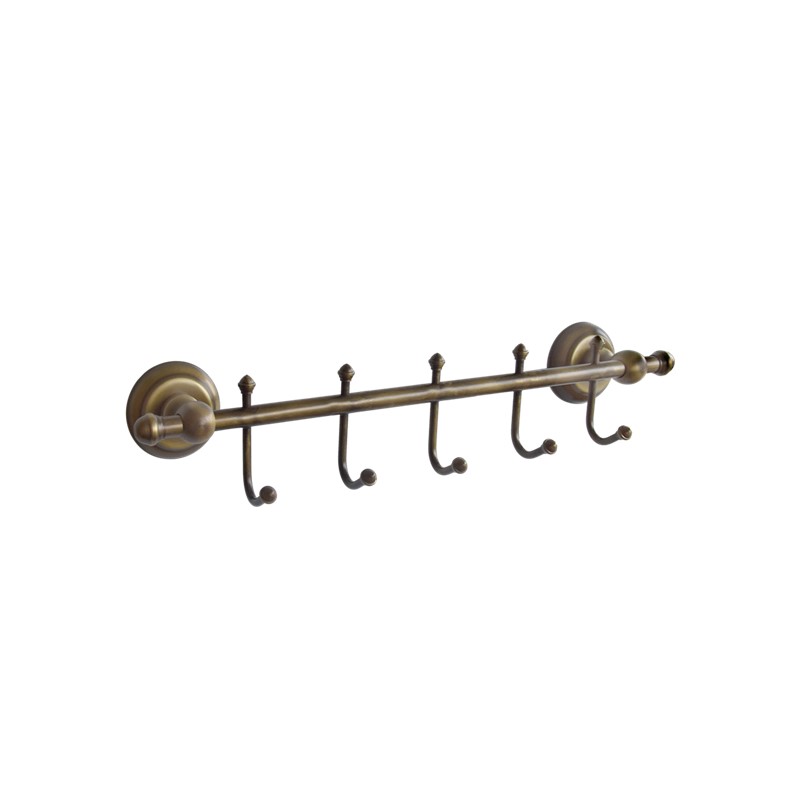 MILAN Antique Towel Hook Rack with 5 Robe Hangers SP35029
