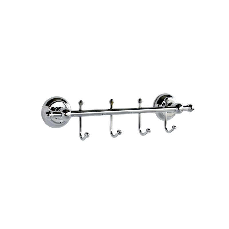 MILAN Chrome Towel Hook Rack with 4 Robe Hangers SP35045