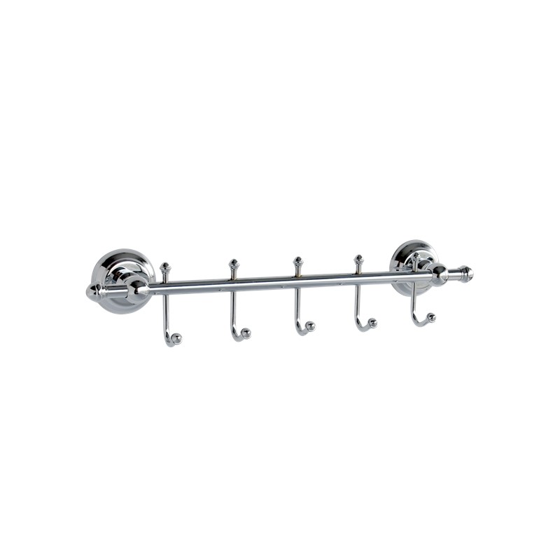 MILAN Chrome Towel Hook Rack with 5 Robe Hangers SP35047