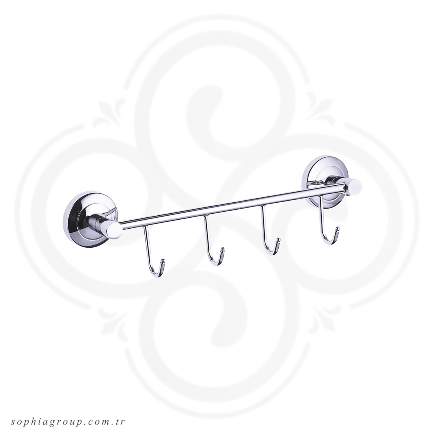 MIRADOR Chrome Towel Hook Rack with 4 Robe Hangers SP35055