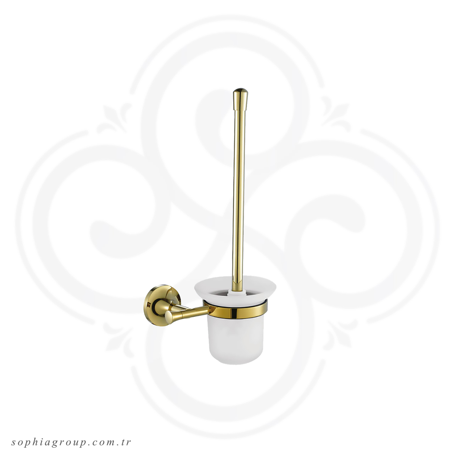 PETRA  Gold Wall Mounted Toilet Brush Set Glass SP35082