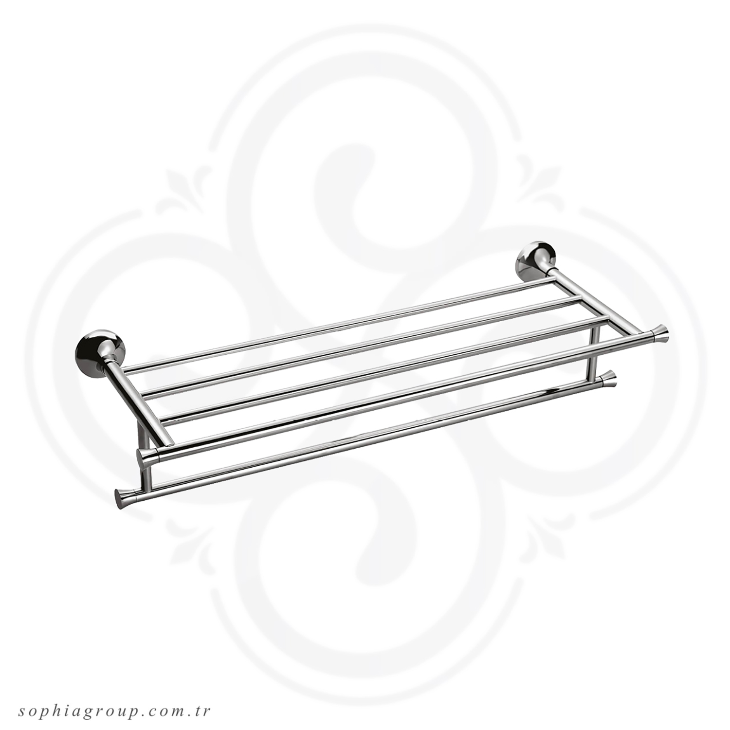 PETRA Chrome Wall Mounted Towel Rack with Two Towel Bars SP35089