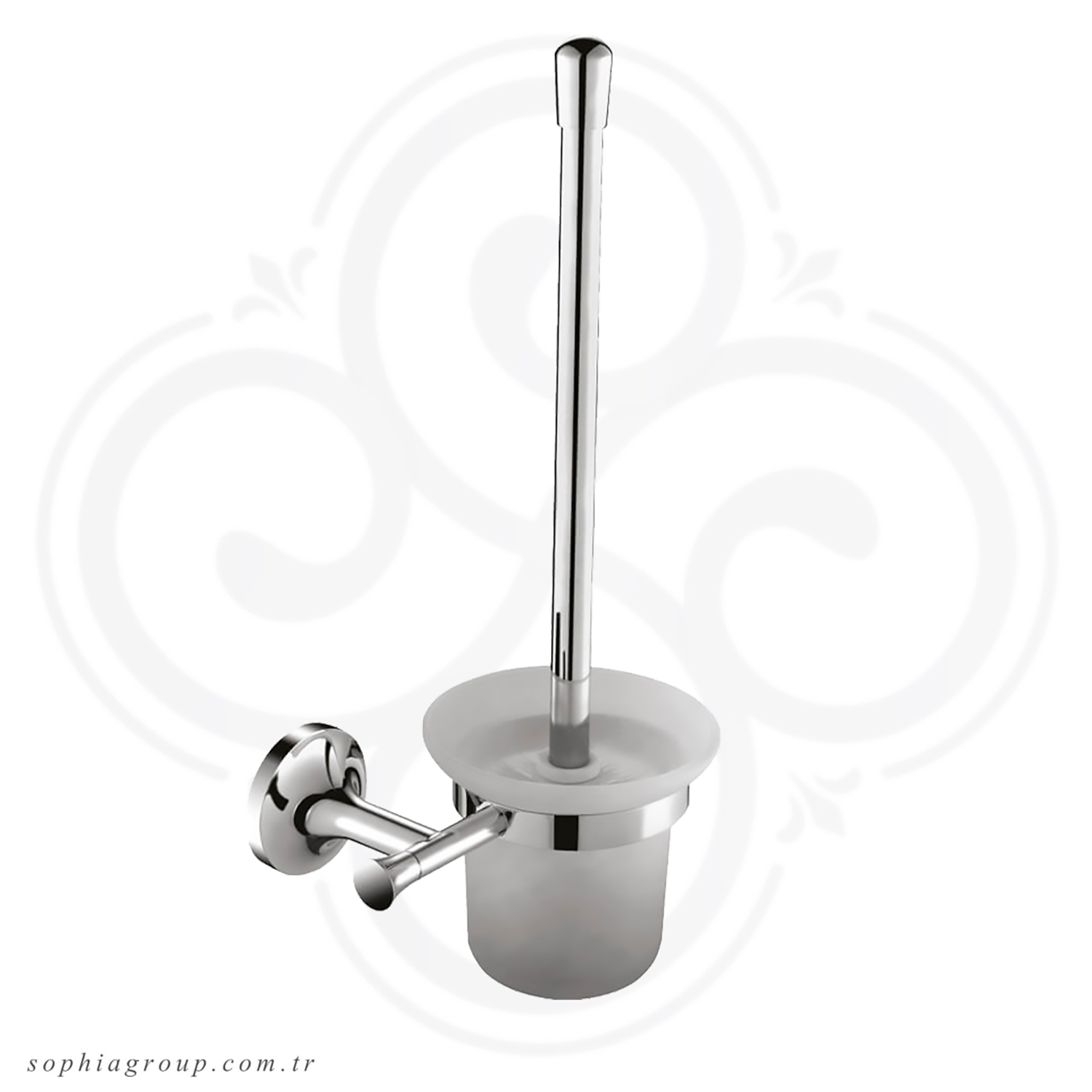 PETRA Chrome Wall Mounted Toilet Brush Set Glass SP35093