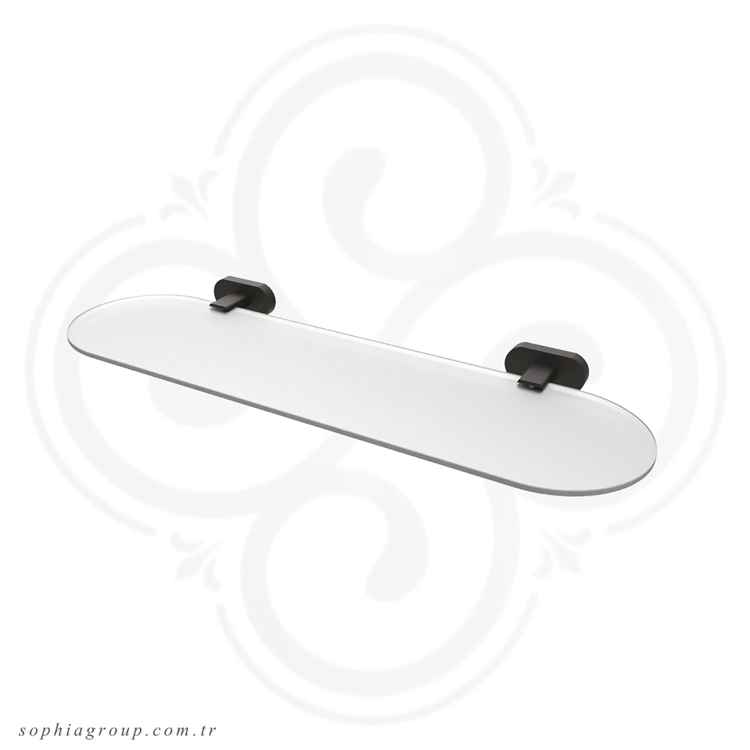 TULIP Black Bathroom Glass Shlef SP35110 