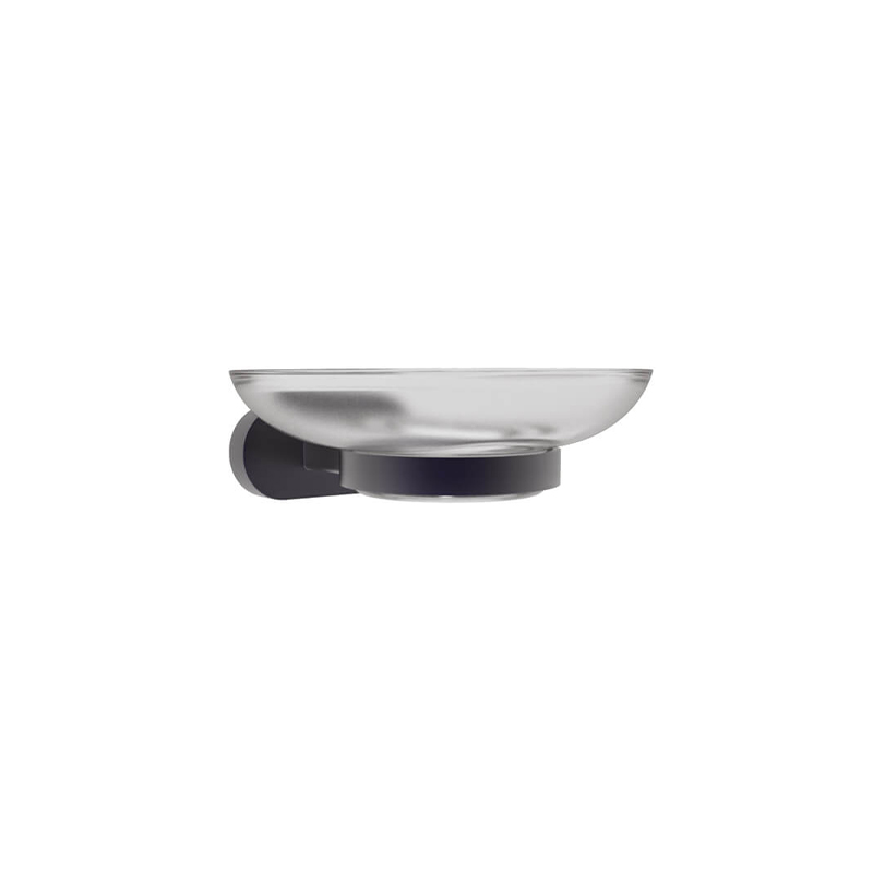 TULIP BLACK Porte Savon Mural en Verre Noir SP35111