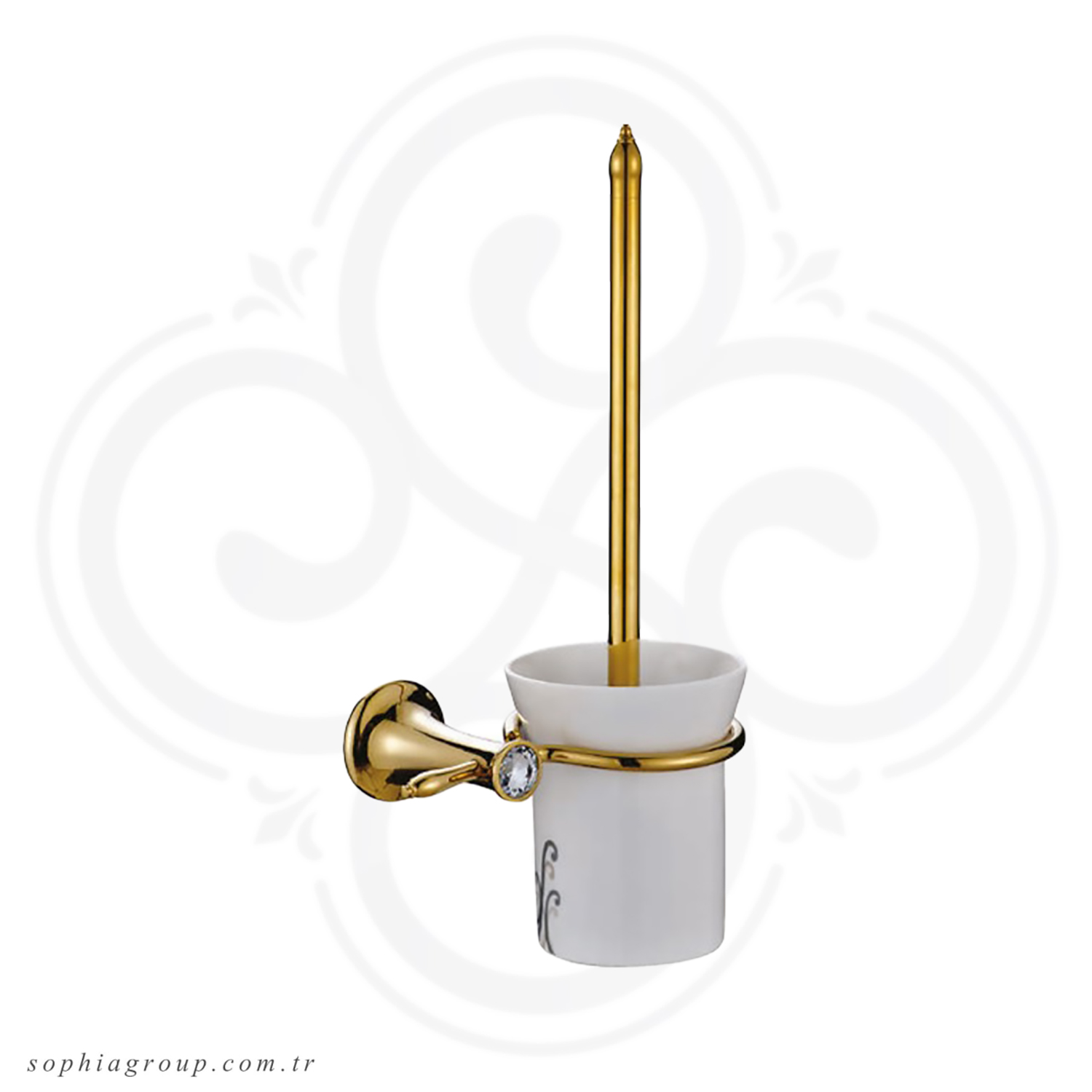 PILAT Gold White Wall Mounted Toilet Brush Set SP37001