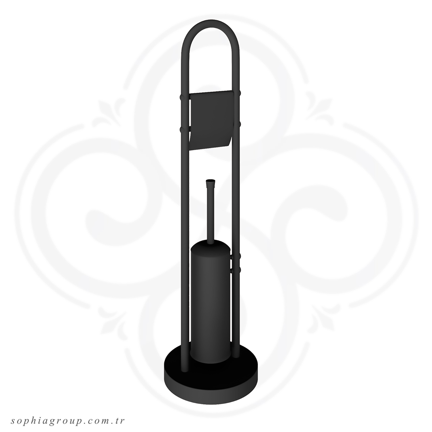 ROYAL Toilet Brush and Toilet Roll Holder Matt Black
