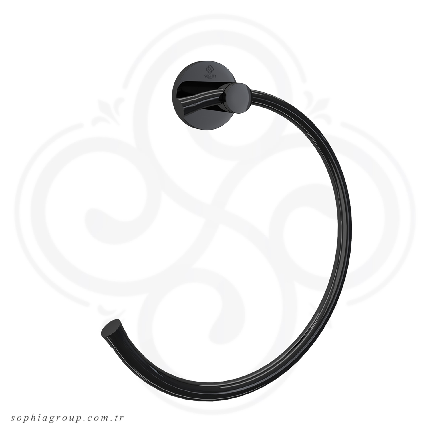 ROYAL Towel Ring Holder Semi Circle Black